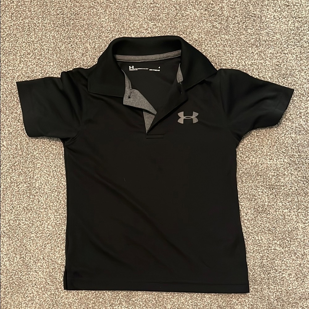 Under Armour Black and Gray Toddler Boys Performance Polo